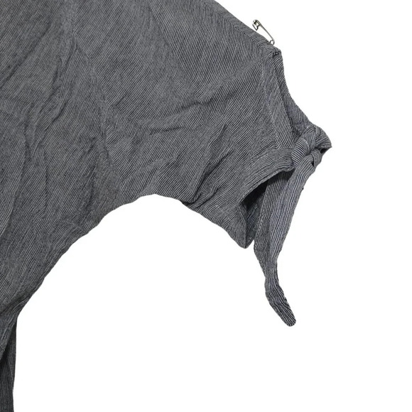 Ellison Stripe Button-Up Cropped Top Black/Blue Women Size S Short Sleeve FLAW - Picture 5 of 11